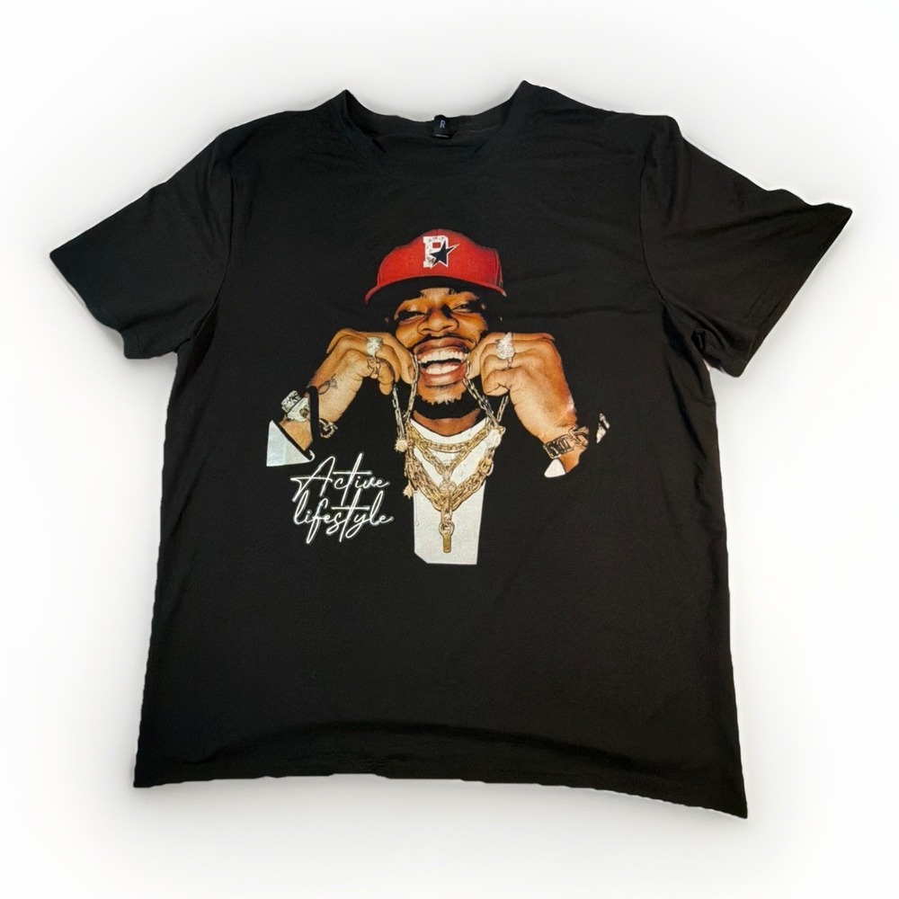 Romwe T-Shirt Mens XXL Graphic Tee Active Lifestyle Black